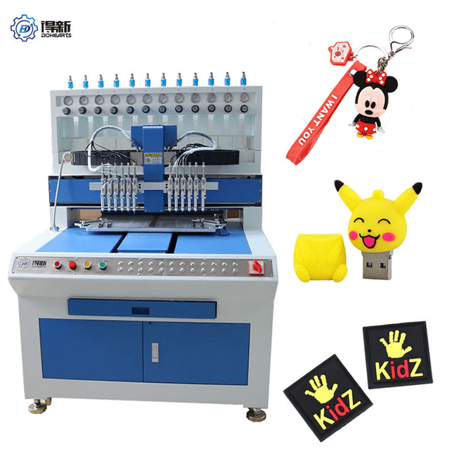 12 Farben automatischer Weich-PVC-Gummi 3D-Cartoon-förmige Label-Logo-Patch-Kühlschrank-Magnet-Spender-Tropfmaschine / Spender